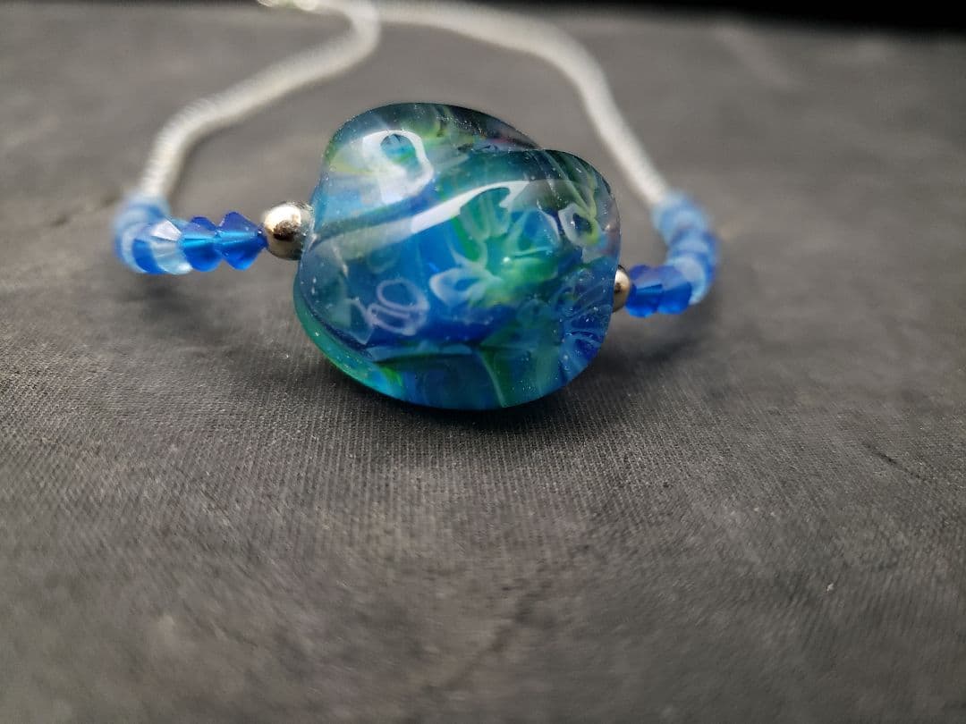 とんぼ玉　ネックレス　手作り　ビーズアクセサリー
