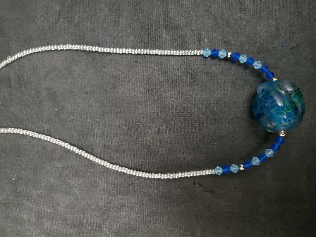 とんぼ玉　ネックレス　手作り　ビーズアクセサリー