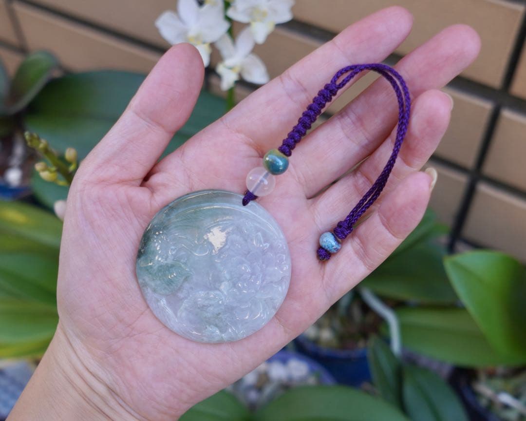 本翡翠　鳳凰牡丹　ストラップ　新品 3096