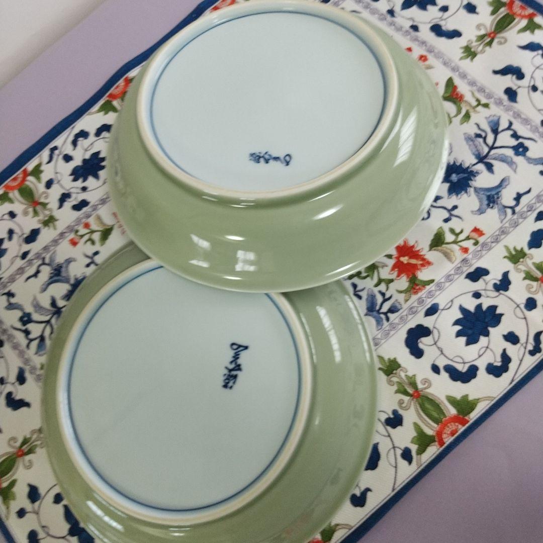 源右衛門⭐️青磁木の葉紋 サラダ皿