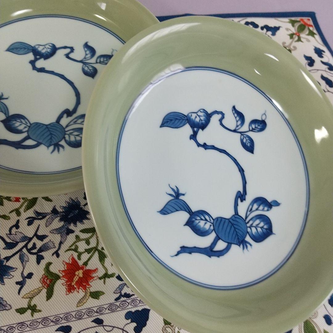 源右衛門⭐️青磁木の葉紋 サラダ皿