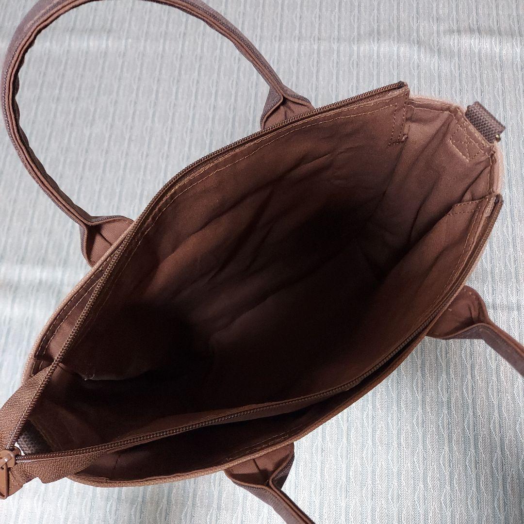 柿渋染め帆布のトートバッグ(A4サイズ) 内袋、ショルダー紐付き