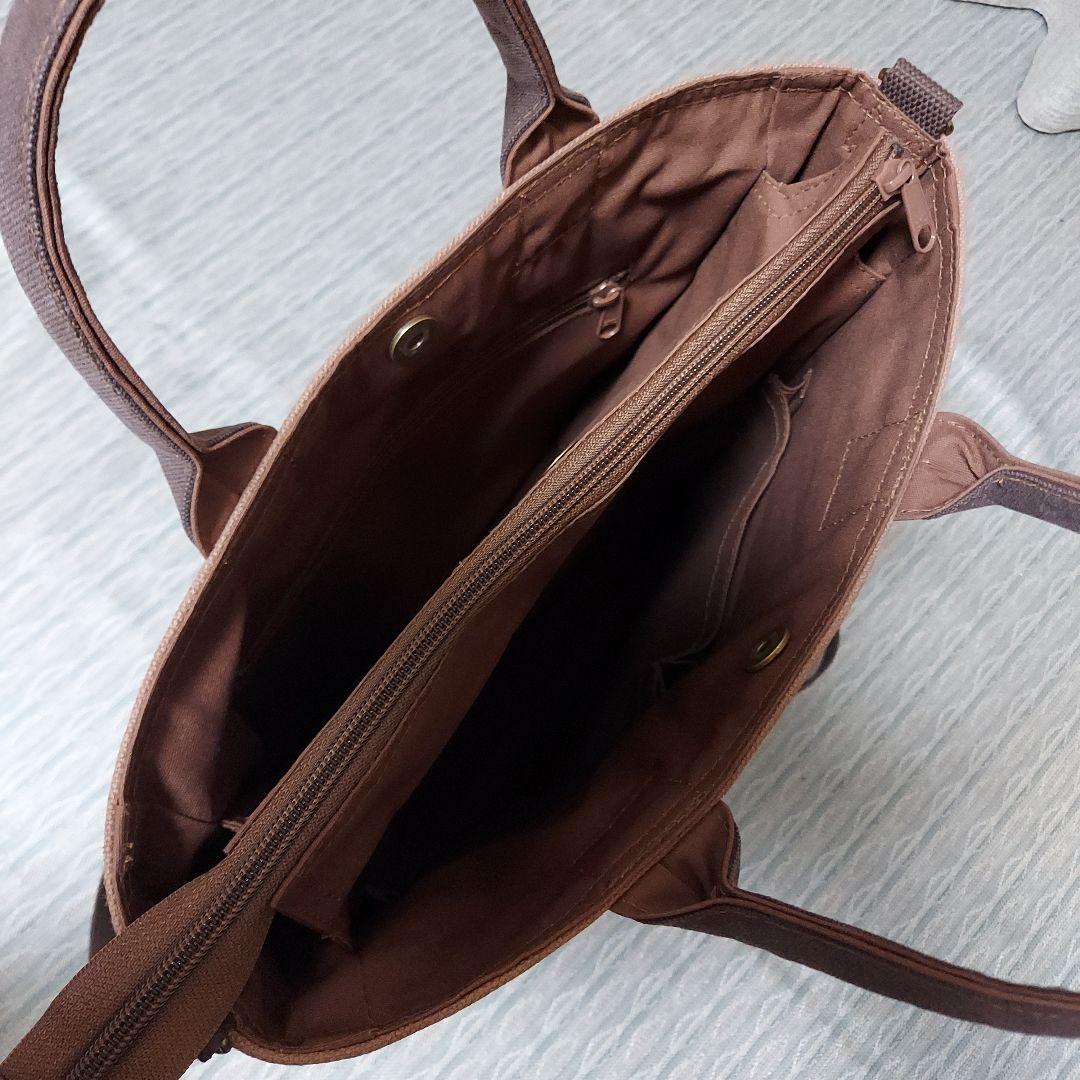 柿渋染め帆布のトートバッグ(A4サイズ) 内袋、ショルダー紐付き