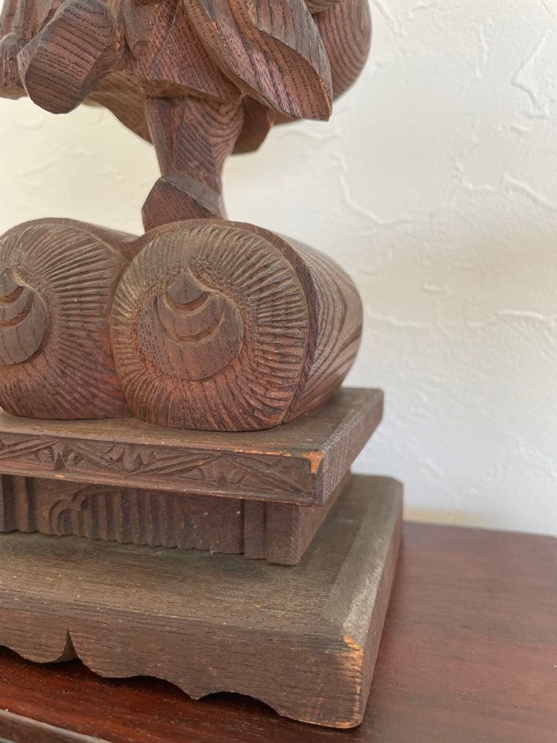 仏教美術　大黒　天像木彫　彫刻　骨董　古美術　ケース付　古民藝　木造　民芸