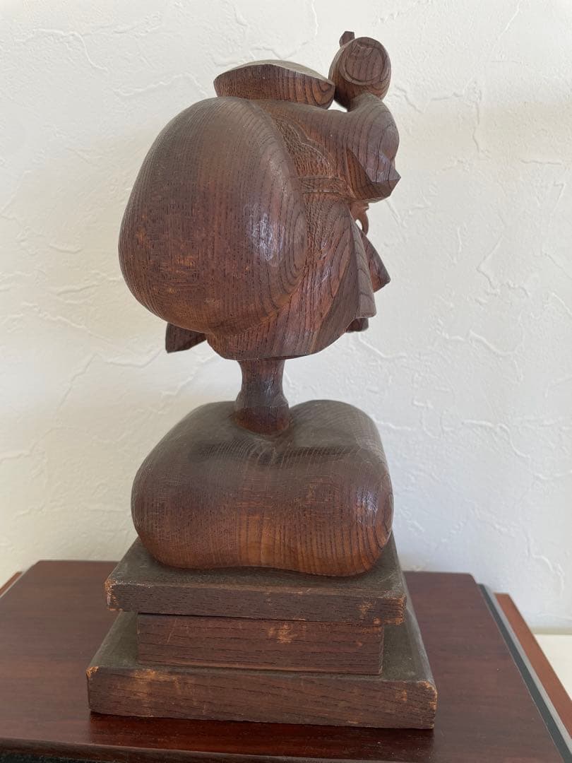 仏教美術　大黒　天像木彫　彫刻　骨董　古美術　ケース付　古民藝　木造　民芸