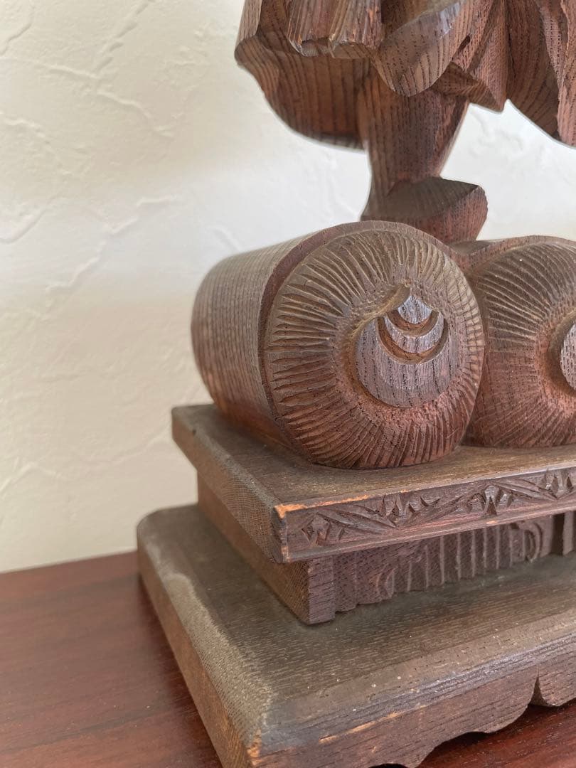 仏教美術　大黒　天像木彫　彫刻　骨董　古美術　ケース付　古民藝　木造　民芸