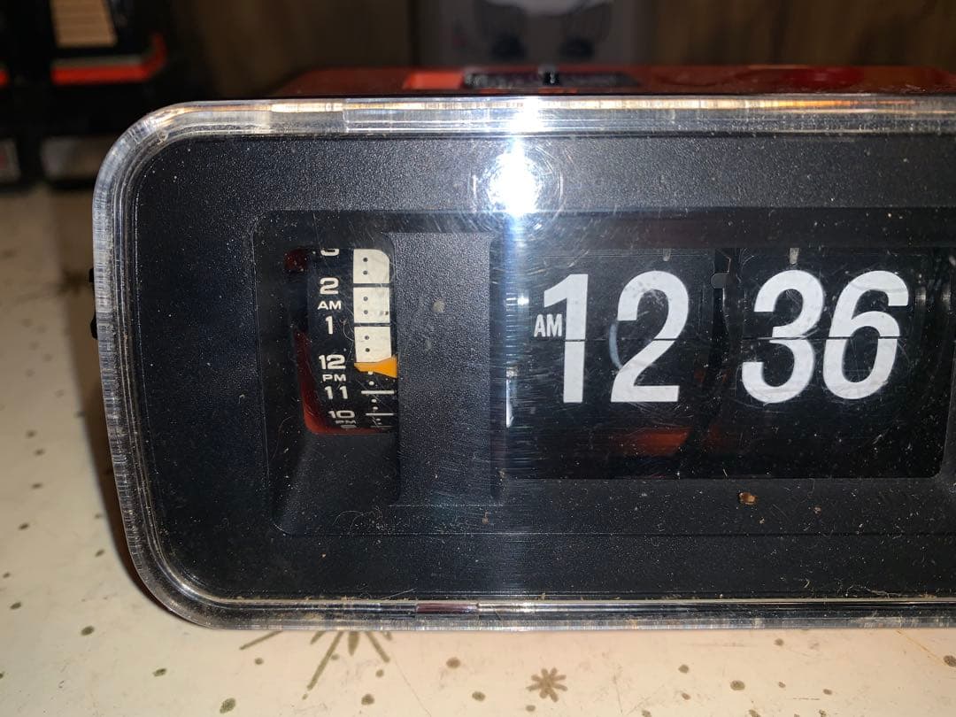 昭和レトロ　動作品　コパル　パタパタ時計　オレンジ　スペースエイジ　レトロポップ