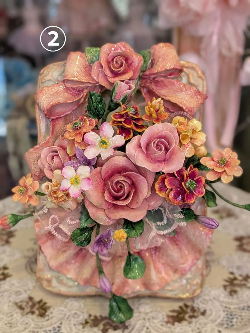 クレイフラワー❁薔薇のリース❁ハンドメイド