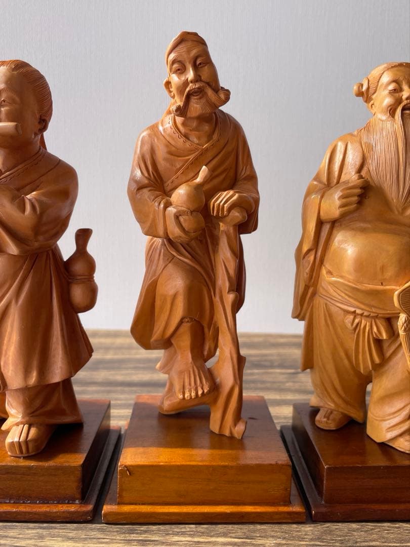 中国伝統彫刻 　八仙人　8体セット　約１8センチ　縁起物