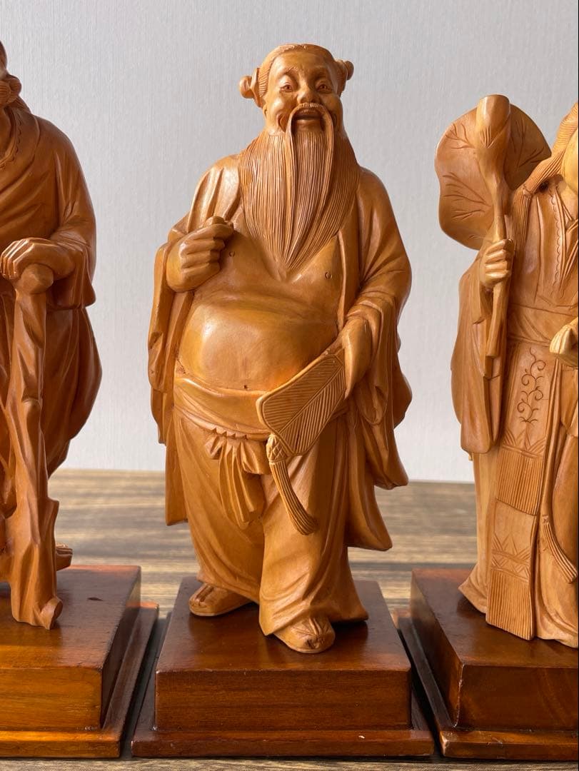 中国伝統彫刻 　八仙人　8体セット　約１8センチ　縁起物