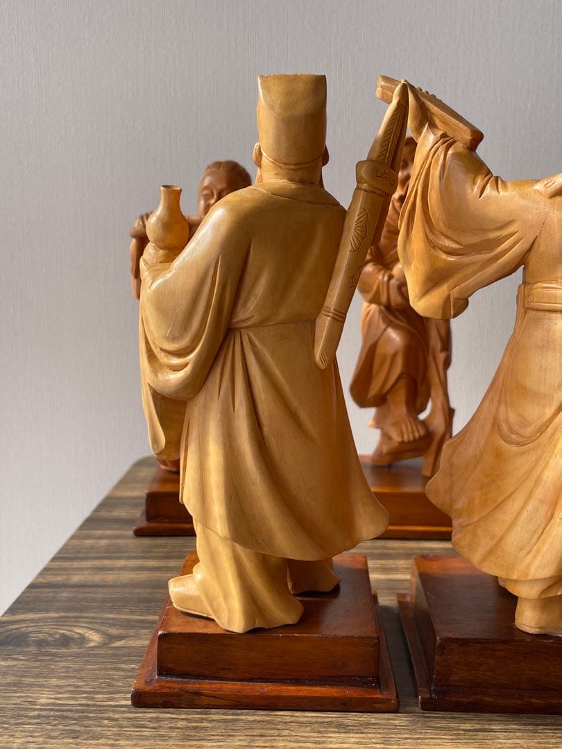 中国伝統彫刻 　八仙人　8体セット　約１8センチ　縁起物