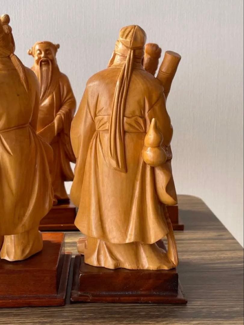 中国伝統彫刻 　八仙人　8体セット　約１8センチ　縁起物