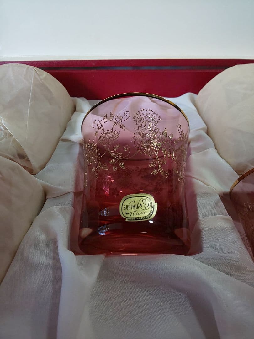 Bohemia Glass ピンクグラス5個セット