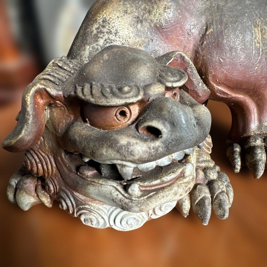 備前焼，陶器 獅子の彫刻 約30cm