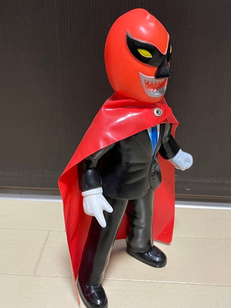 当時物　中嶋製作所　タイガーマスク　謎の魔人　スタンダードサイズソフビ　マント付