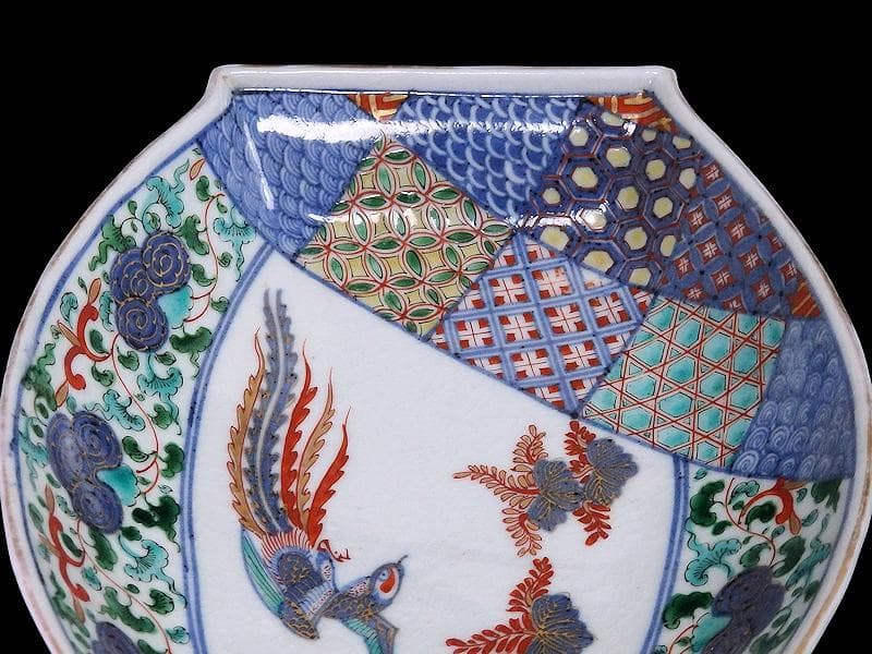 大聖寺伊万里　桐に鳳凰　唐草に石畳紋　舟形変形皿　N1717AS-DCy