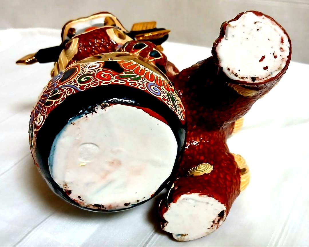 九谷焼 玉獅子 弓矢 置物 縁起物 家運隆盛 家庭繁栄