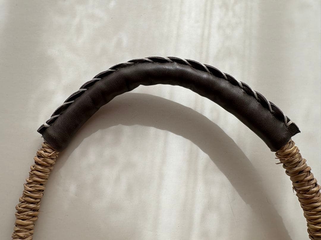 【美品】ワランワヤン　warang wayan ストローカゴバック　持手　茶　M