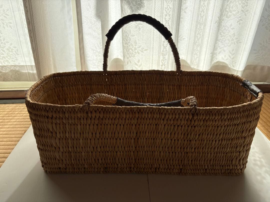 【美品】ワランワヤン　warang wayan ストローカゴバック　持手　茶　M
