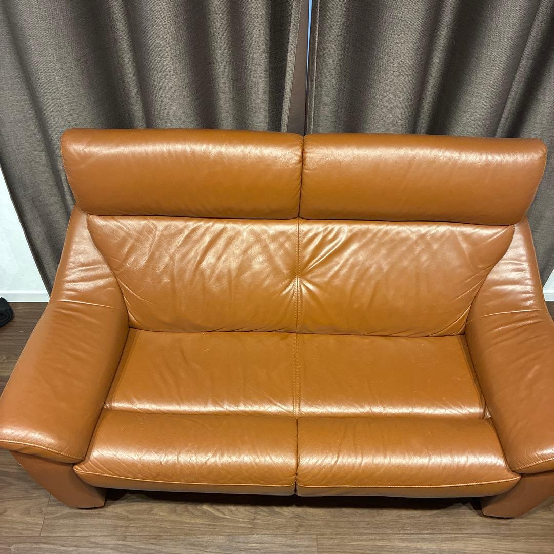 ブラウン レザー 2人掛けソファ　定価20万円