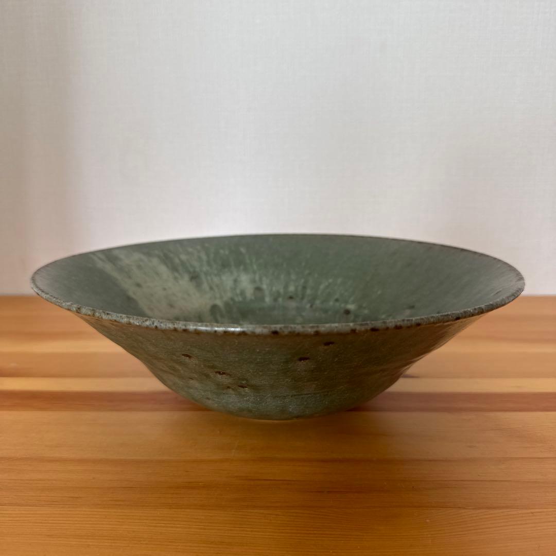新品未使用！清岡幸道 緑釉 リム大鉢 八寸