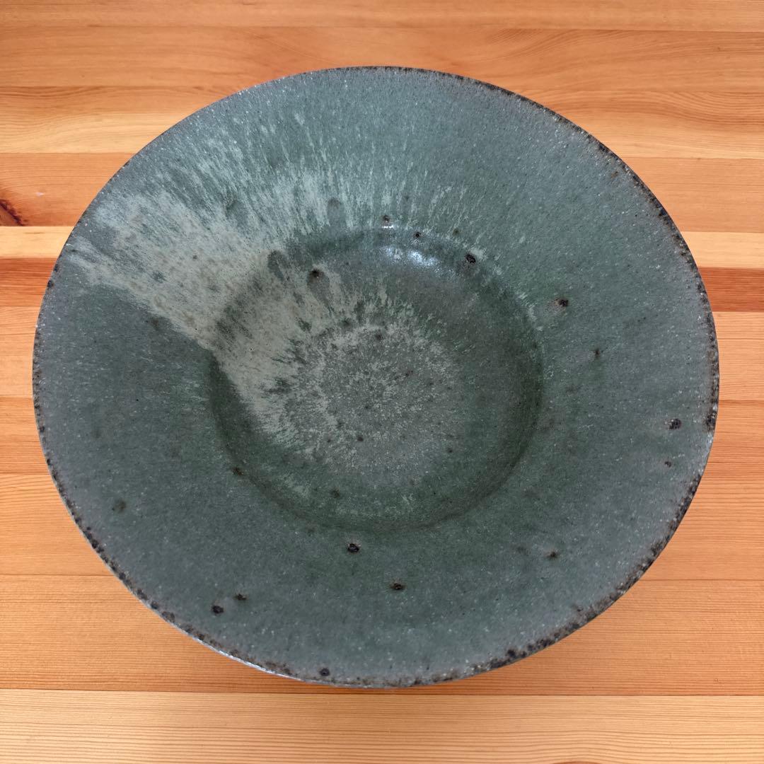 新品未使用！清岡幸道 緑釉 リム大鉢 八寸