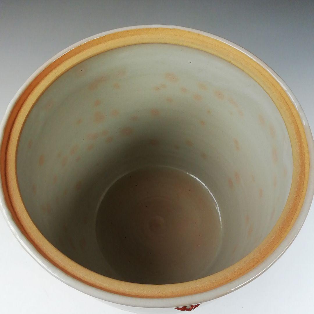 Ｔ８５６　水指　『赤絵　唐子』『塗替蓋付』『堀野証嗣 造』　共箱　茶道具