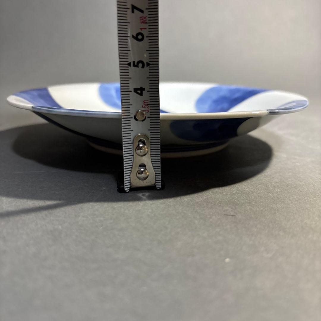 竹泉　倣染付捻紋輪花縁　皿　共箱