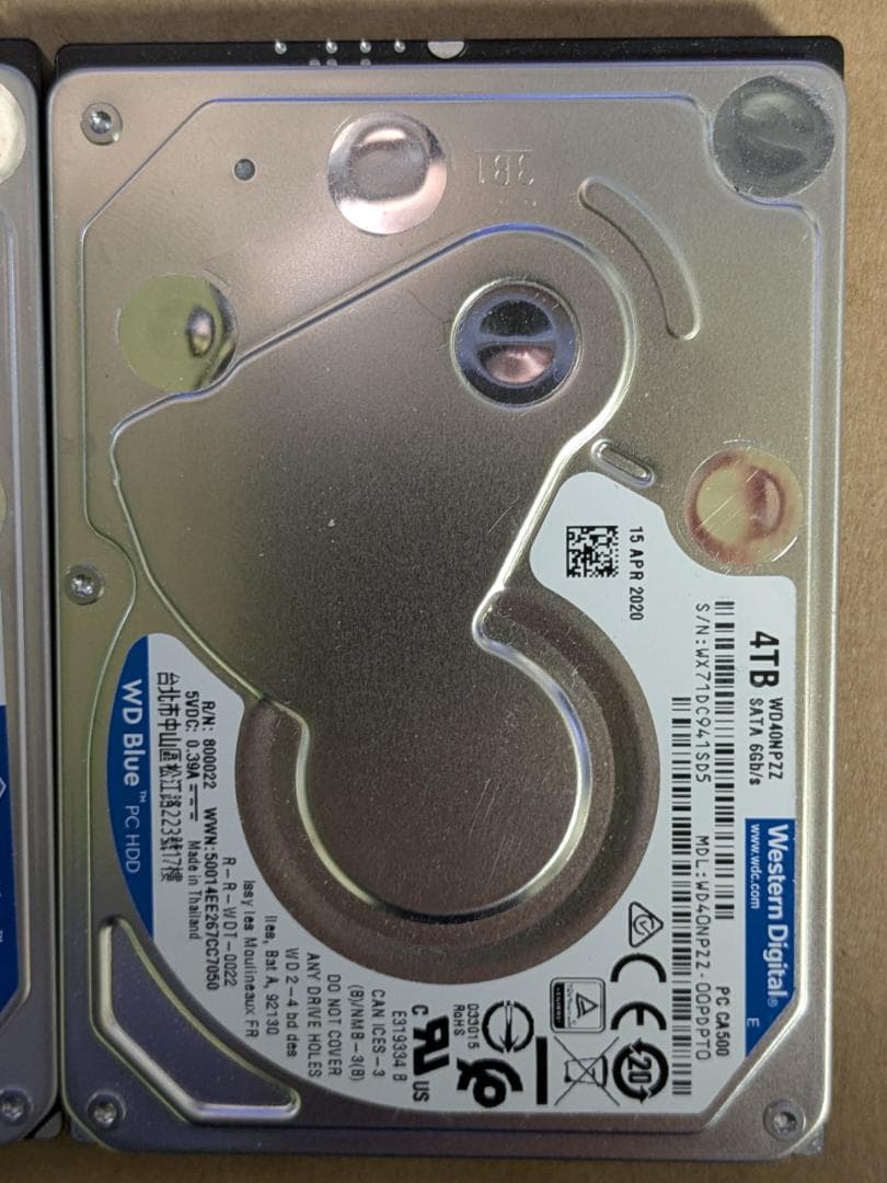 2台 WesternDigital 4TB 2.5 インチHDD 中古/希少