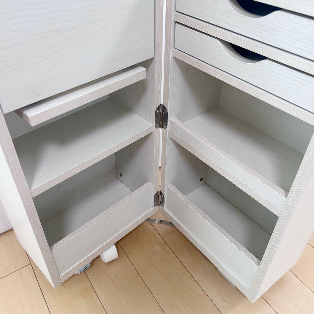 ニトリ　コンパクトドレッサー ホワイトウォッシュ　化粧台　キャスター　開閉式