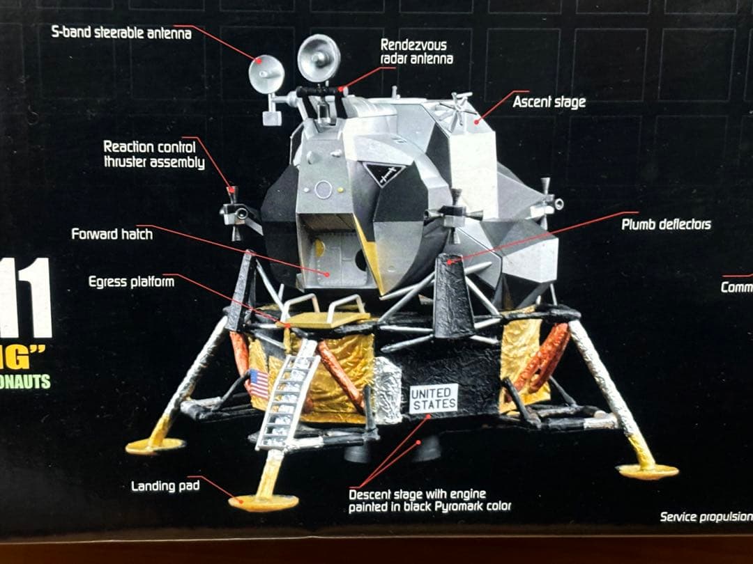 1/72 NASA アポロ11号 CSM 司令船/機械船&月着陸船w/月面ベース