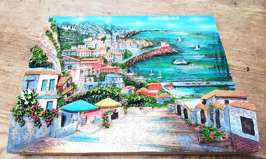イタリア製　ポルトヴェーネレの昼休み　世界遺産ティンクエティント　立体的な絵画