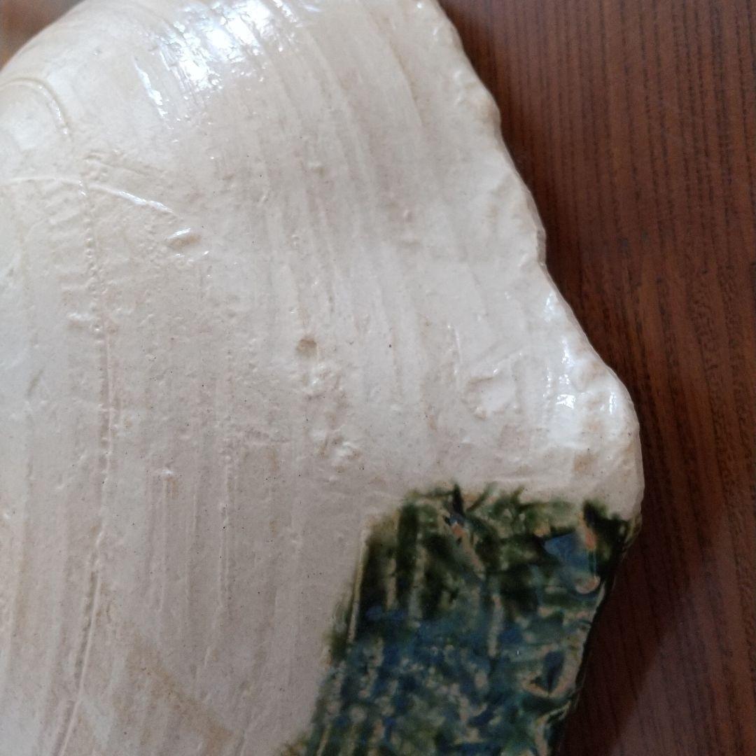 大皿　大鉢　織部焼　美濃焼　手書き絵皿　　作家銘入り