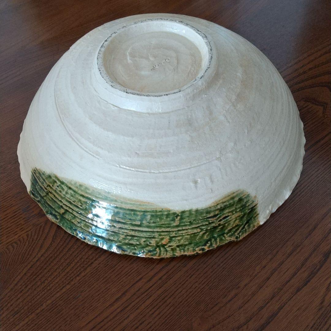 大皿　大鉢　織部焼　美濃焼　手書き絵皿　　作家銘入り