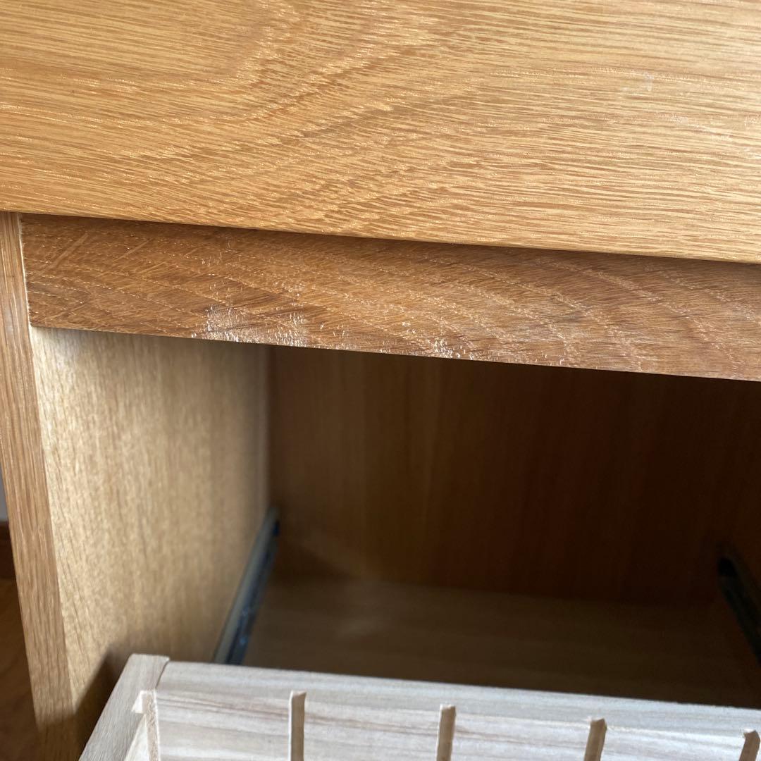 ☆ai☆【無印良品】オーク無垢材デスクキャビネット（ワイド引出2段)