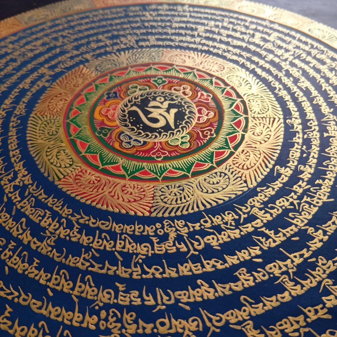 オムのパワフルなマンダラ　タンカ　ネパール製　肉筆