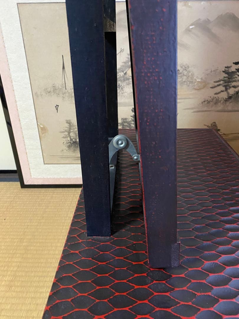 鎌倉彫 伝統工芸品　鏡台 ドレッサー ミラー 化粧台 漆塗り 松竹梅 和家具