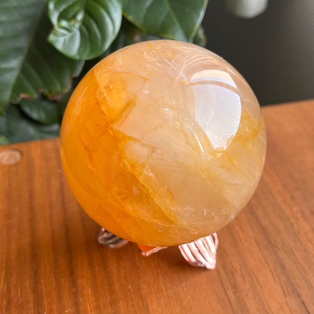 天然石スフィア 水晶ゴールデンヒラー 直径約75.6mmのスフィア