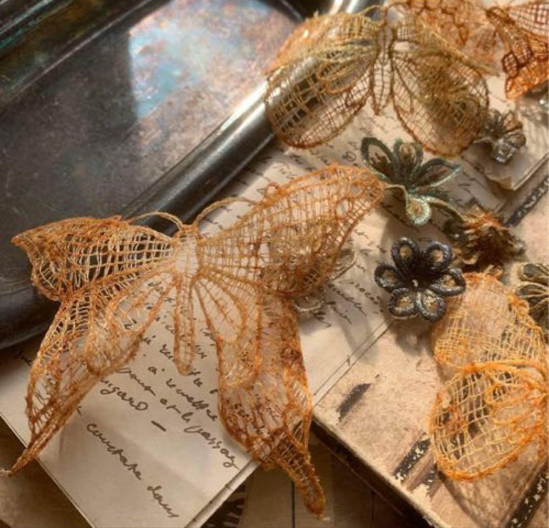 再販☆ジャンクジャーナル素材☆錆染バタフライモチーフアソート1セット450