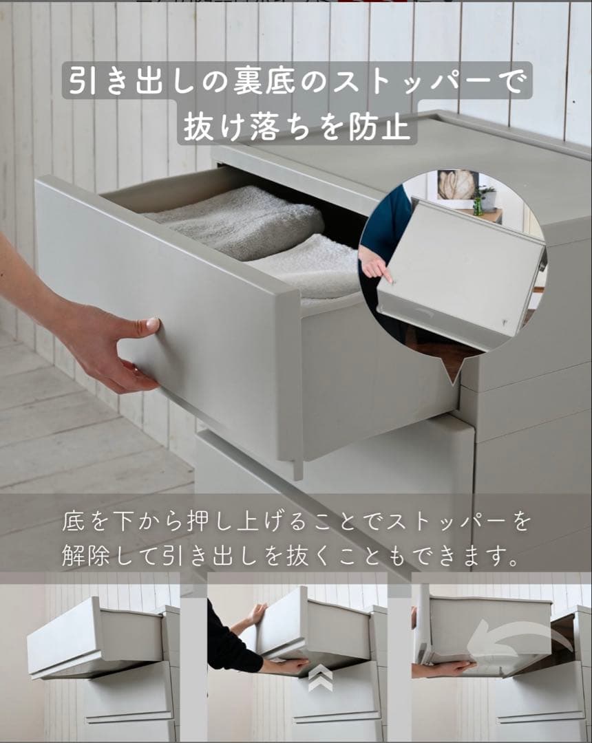 美品 衣装ケース チェスト 中が透けない 壁付き 収納 ワイド ホワイト