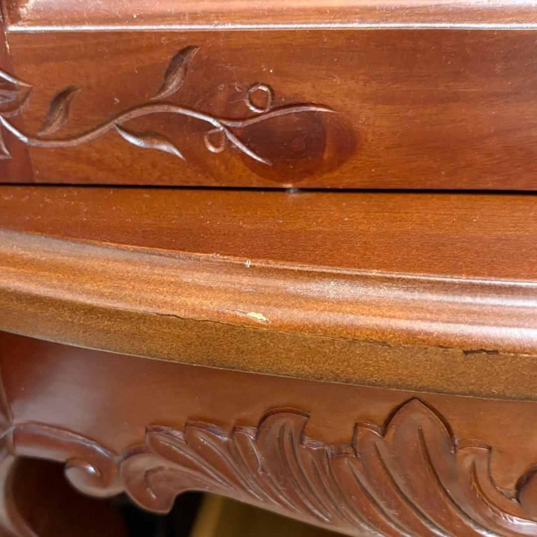 木製キャビネット 猫脚 アンティーク 彫刻 ガラスキャビネット 一点物 希少