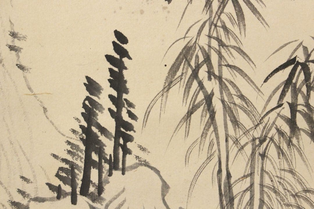 No5707 掛軸　野呂介石(第五隆) 秋景山水図　紙本　合箱　古画　送料無料