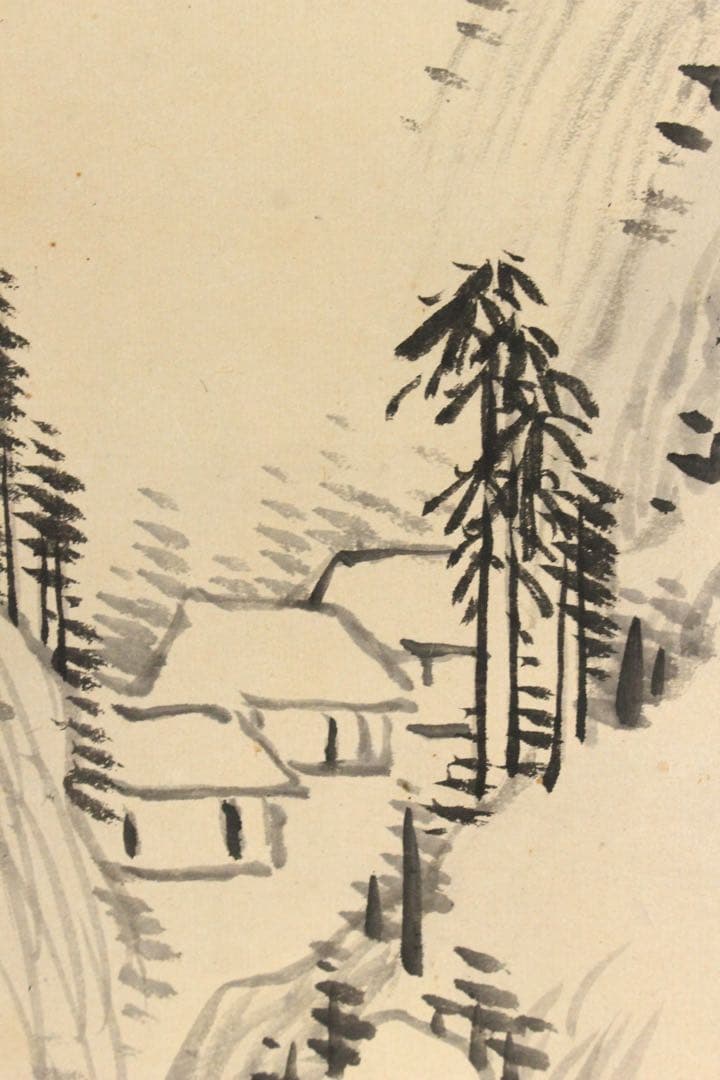 No5707 掛軸　野呂介石(第五隆) 秋景山水図　紙本　合箱　古画　送料無料