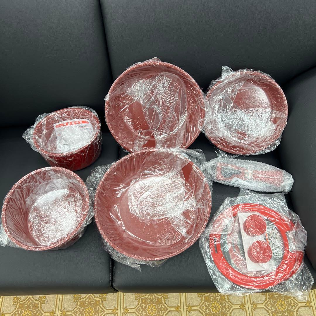 ★新品送料込★デリシャスサインエボルトフライパン8点セットレッド赤