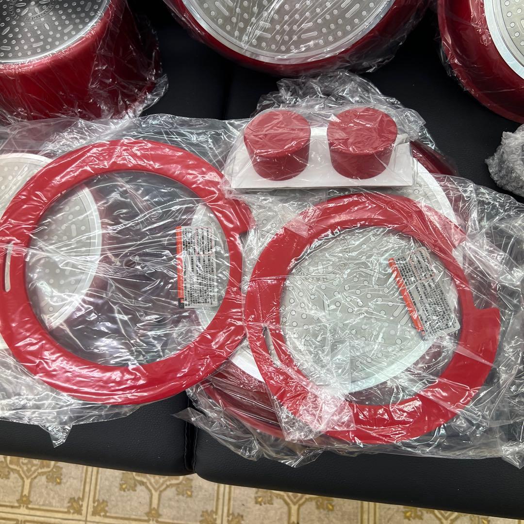 ★新品送料込★デリシャスサインエボルトフライパン8点セットレッド赤