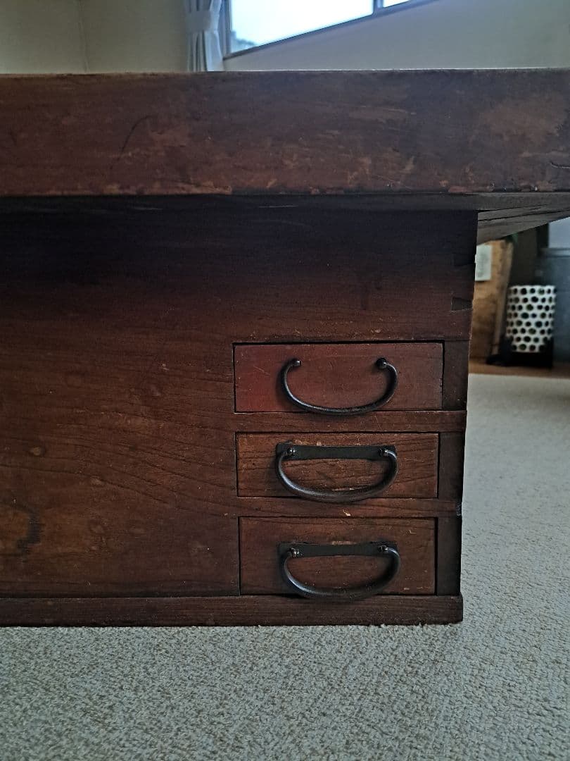 火鉢　木製　引き出し付　古道具　昭和レトロ　骨董