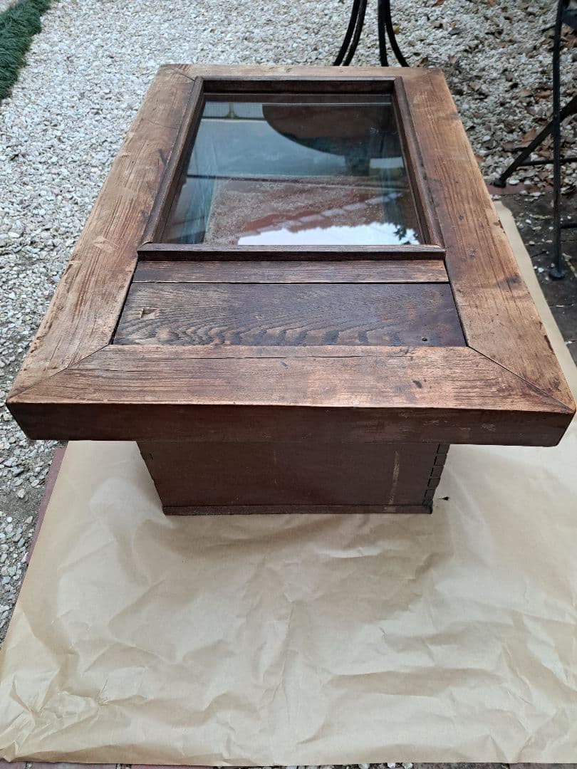 火鉢　木製　引き出し付　古道具　昭和レトロ　骨董