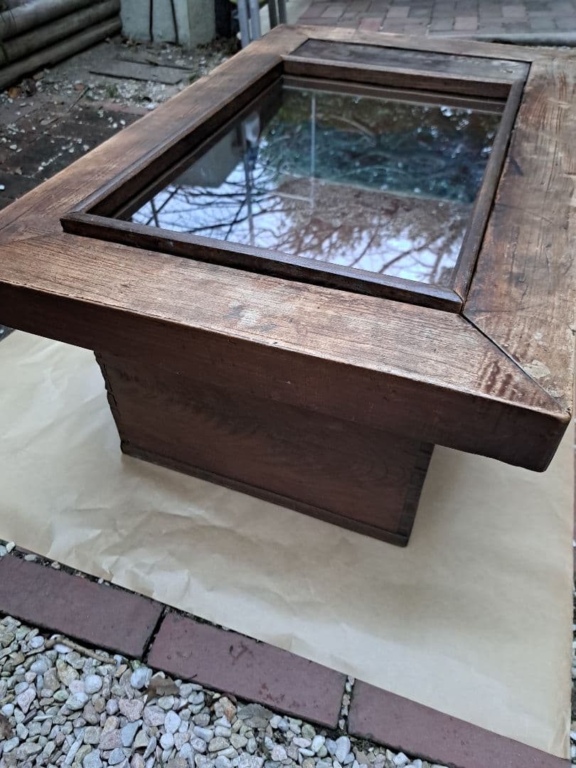 火鉢　木製　引き出し付　古道具　昭和レトロ　骨董