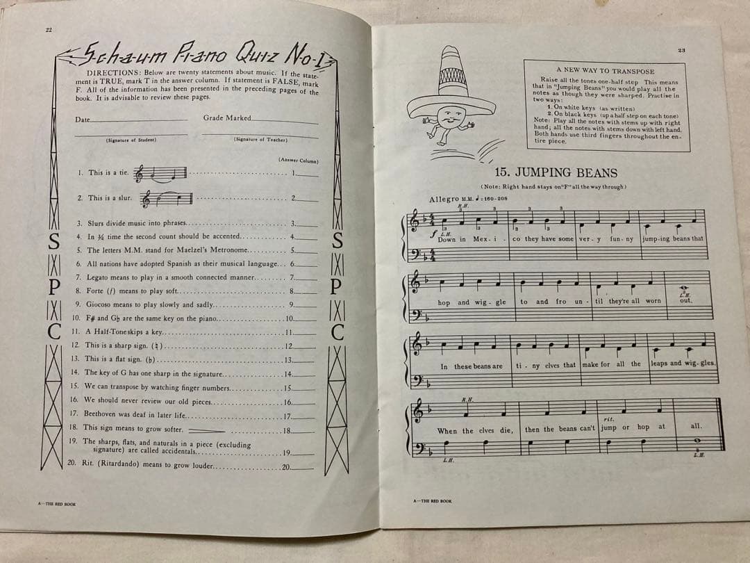 ビンテージJOHN W. SCHAUMBURG PIANO指導本(‘45年Be.