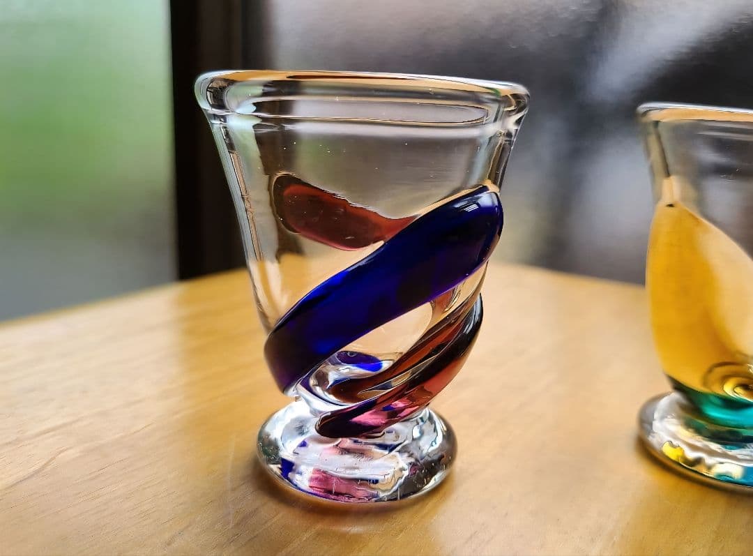 ハンドメイド　ショットグラス　ビンテージ　作家物　２個セット